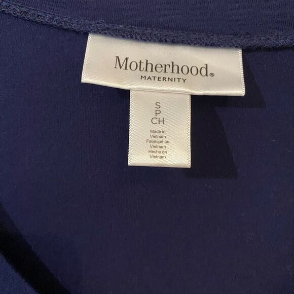 Motherhood Maternity Sz S Navy Blue Maternity Ruching 3/4 Sleeve Maxi Blue Dress - Picture 8 of 8